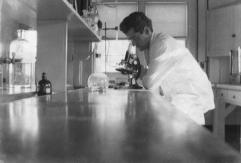 Julius Sirota in the lab at Truax Field, Wisconsin